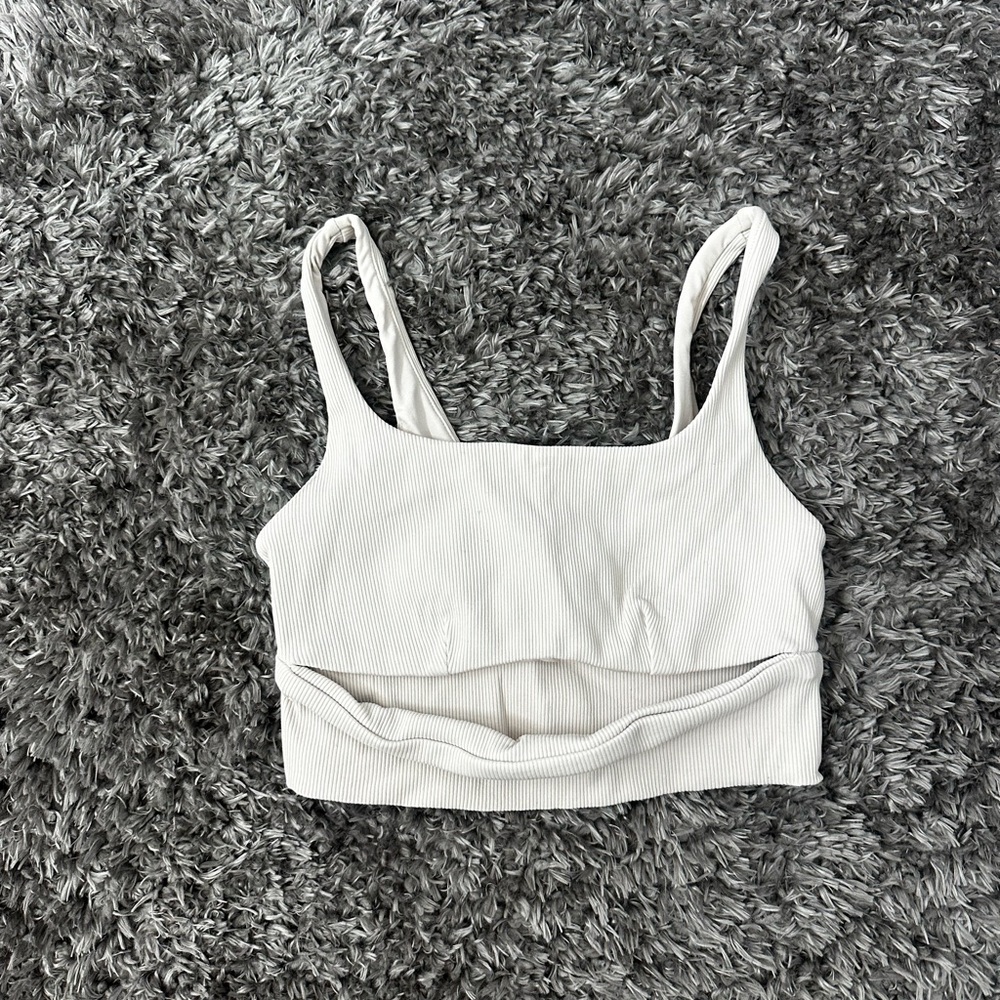 ALO Yoga White Ribbed Tank Top